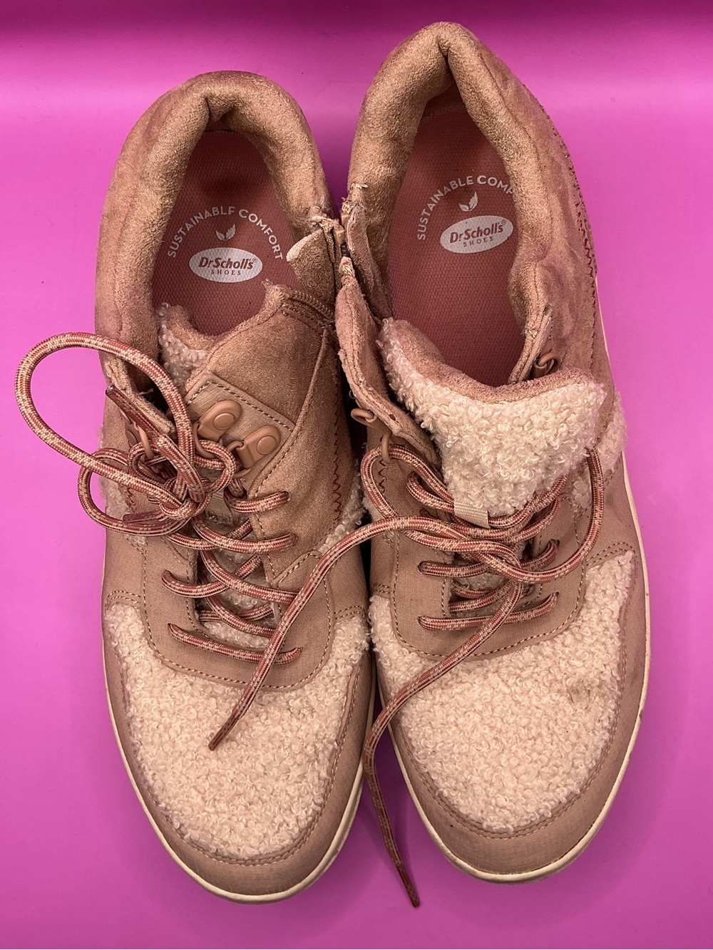 Dr. Scholl's Women's Dusty Rose Sherpa Lace-Up Sneakers